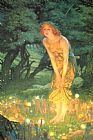 Hughes Paintings - Mid-Summer's Eve by Edward Robert Hughes by Unknown Artist